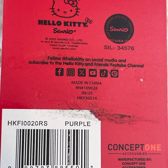 Sanrio Hello Kitty Winking Purple Pom Keychain Bag Charm 2025 New With Tags - Picture 2 of 12